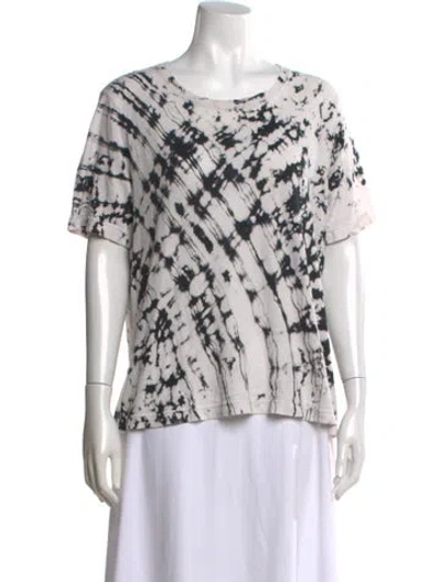 Pre-owned Raquel Allegra Tie-dye Print Crew Neck T-shirt In White