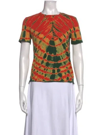 Pre-owned Raquel Allegra Tie-dye Print Crew Neck T-shirt In Yellow