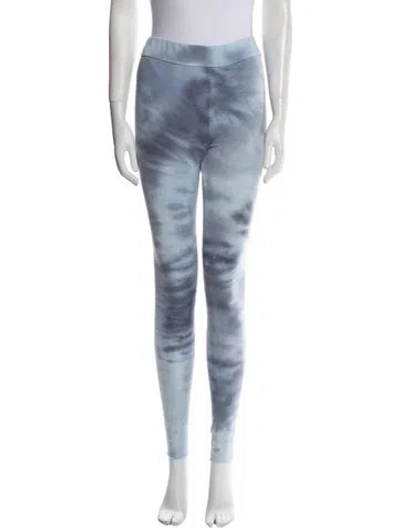 Pre-owned Raquel Allegra Tie-dye Print Embroidered Accent Sweatpants In Blue
