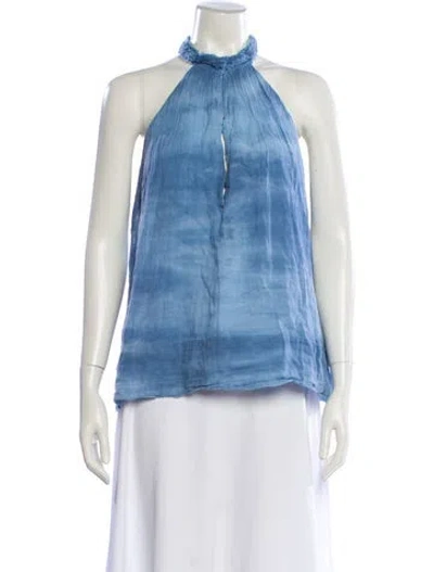Pre-owned Raquel Allegra Tie-dye Print Halterneck Top In Blue