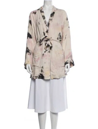 Pre-owned Raquel Allegra Tie-dye Print Jacket In Neutrals