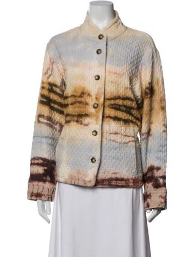 Pre-owned Raquel Allegra Tie-dye Print Jacket In Neutrals