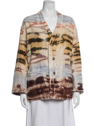 Pre-owned Raquel Allegra Tie-dye Print Jacket In Yellow