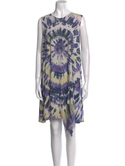 Pre-owned Raquel Allegra Tie-dye Print Knee-length Dress In Blue