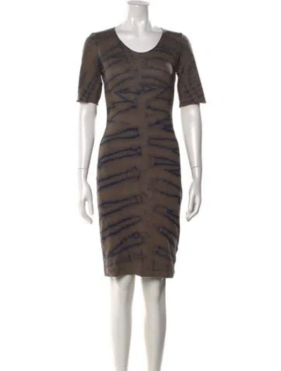 Pre-owned Raquel Allegra Tie-dye Print Knee-length Dress In Brown