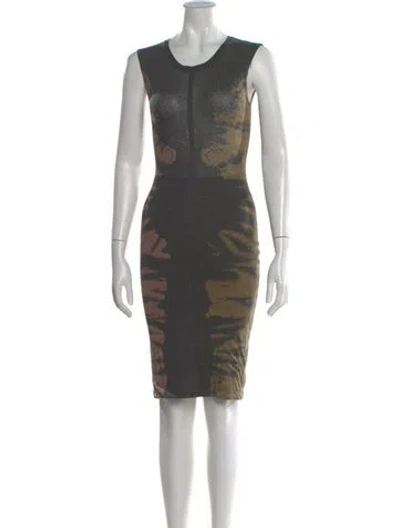 Pre-owned Raquel Allegra Tie-dye Print Knee-length Dress In Gray