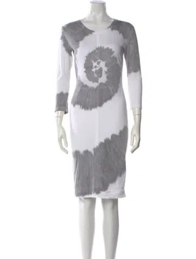 Pre-owned Raquel Allegra Tie-dye Print Knee-length Dress In Gray