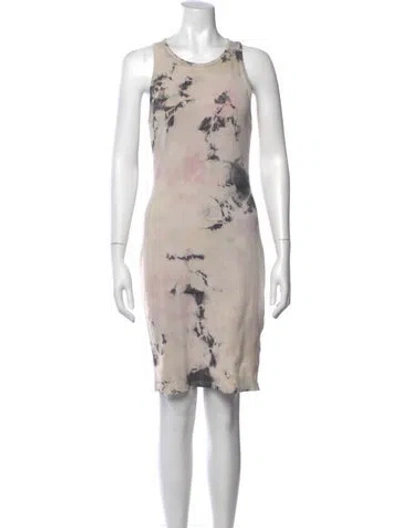 Pre-owned Raquel Allegra Tie-dye Print Knee-length Dress In Gray