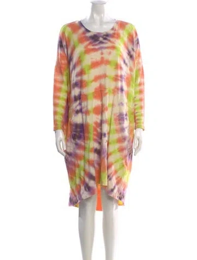 Pre-owned Raquel Allegra Tie-dye Print Knee-length Dress In Yellow