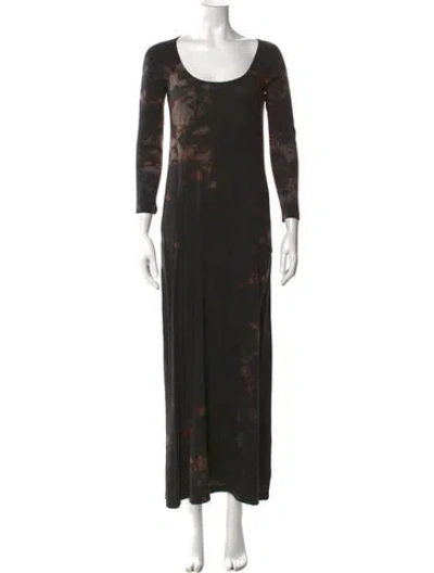 Pre-owned Raquel Allegra Tie-dye Print Long Dress In Black