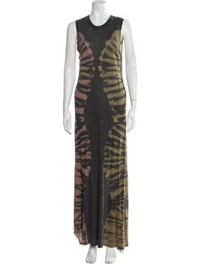 Pre-owned Raquel Allegra Tie-dye Print Long Dress In Black