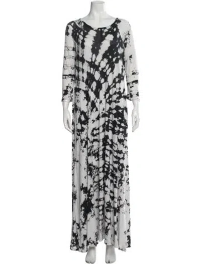 Pre-owned Raquel Allegra Tie-dye Print Long Dress In Black
