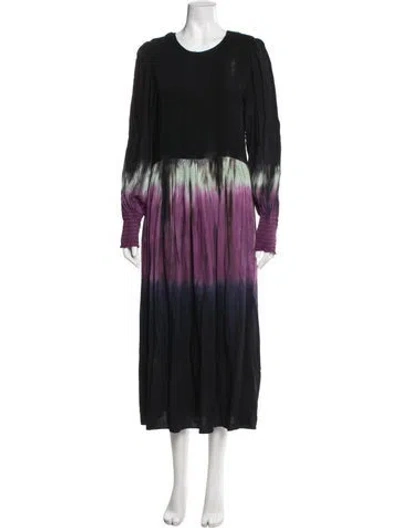Pre-owned Raquel Allegra Tie-dye Print Long Dress In Black