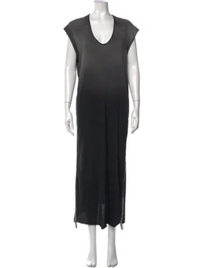 Pre-owned Raquel Allegra Tie-dye Print Long Dress In Black