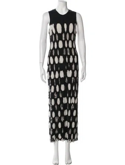 Pre-owned Raquel Allegra Tie-dye Print Long Dress In Black