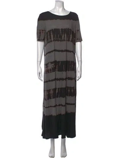 Pre-owned Raquel Allegra Tie-dye Print Long Dress In Black/grey