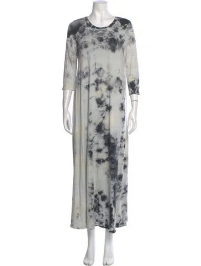 Pre-owned Raquel Allegra Tie-dye Print Long Dress In Blue