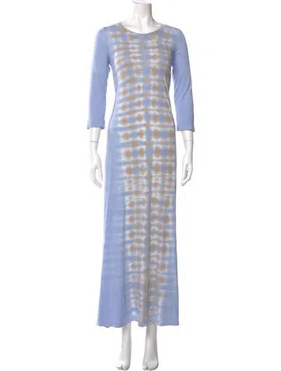 Pre-owned Raquel Allegra Tie-dye Print Long Dress In Blue