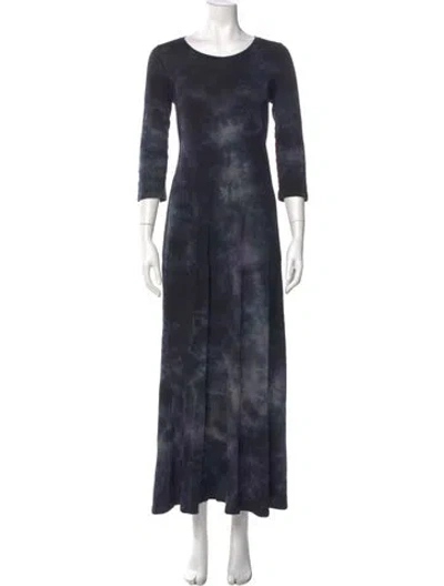 Pre-owned Raquel Allegra Tie-dye Print Long Dress In Blue