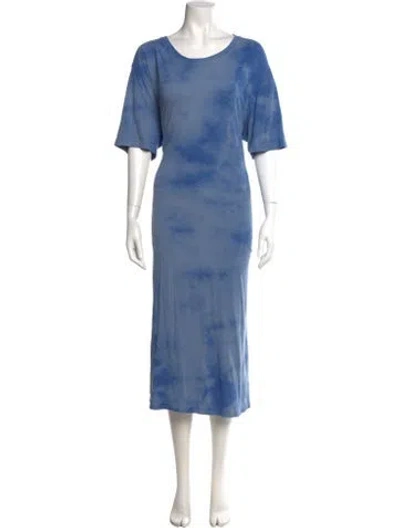 Pre-owned Raquel Allegra Tie-dye Print Long Dress In Blue
