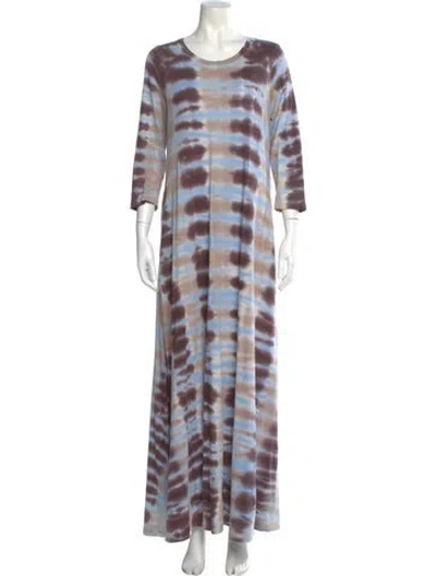 Pre-owned Raquel Allegra Tie-dye Print Long Dress In Blue