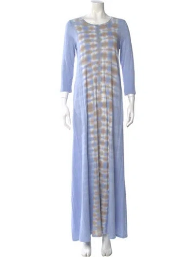 Pre-owned Raquel Allegra Tie-dye Print Long Dress In Blue