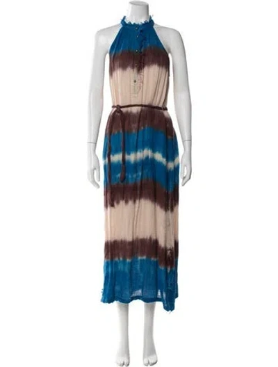 Pre-owned Raquel Allegra Tie-dye Print Long Dress In Blue