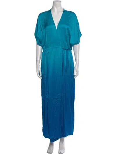 Pre-owned Raquel Allegra Tie-dye Print Long Dress In Blue