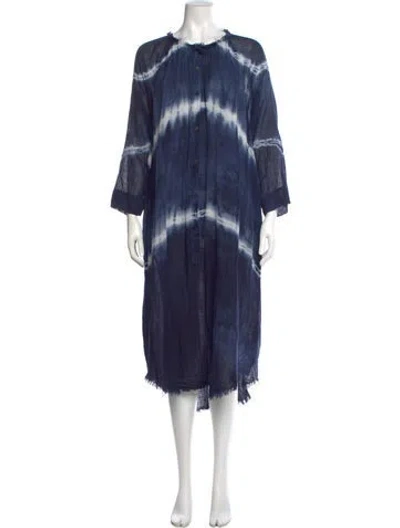 Pre-owned Raquel Allegra Tie-dye Print Long Dress In Blue