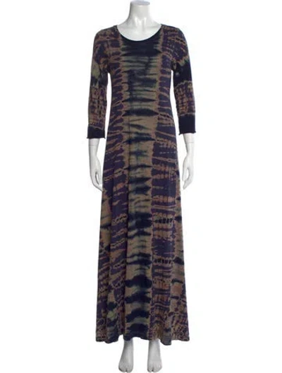 Pre-owned Raquel Allegra Tie-dye Print Long Dress In Blue