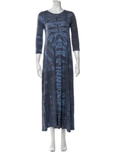 Pre-owned Raquel Allegra Tie-dye Print Long Dress In Blue