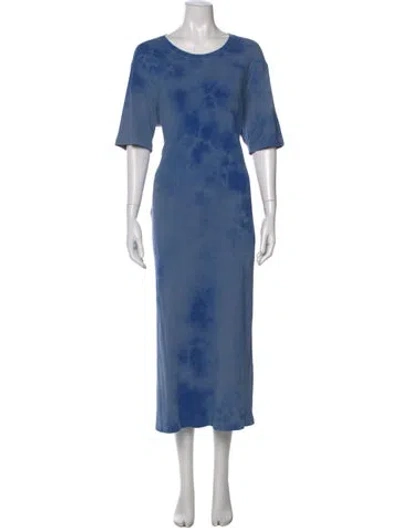 Pre-owned Raquel Allegra Tie-dye Print Long Dress In Blue
