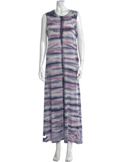 Pre-owned Raquel Allegra Tie-dye Print Long Dress In Blue