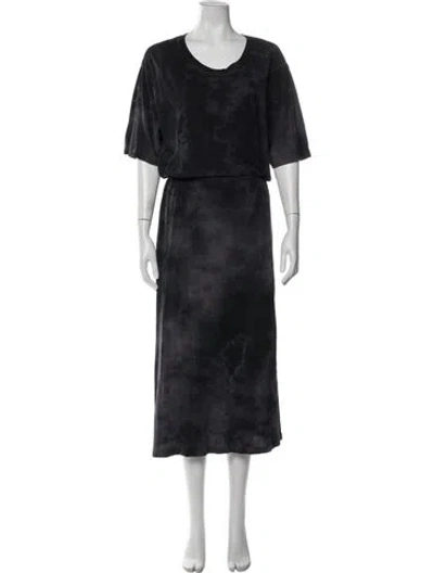 Pre-owned Raquel Allegra Tie-dye Print Long Dress In Blue