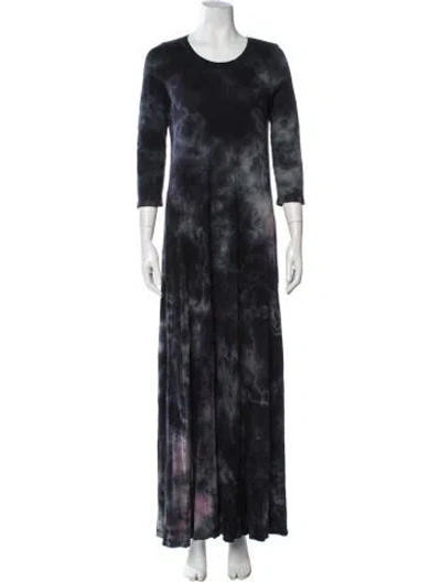 Pre-owned Raquel Allegra Tie-dye Print Long Dress In Blue