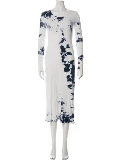 Pre-owned Raquel Allegra Tie-dye Print Long Dress In Blue