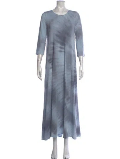 Pre-owned Raquel Allegra Tie-dye Print Long Dress In Blue