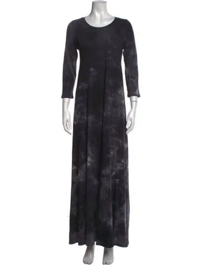 Pre-owned Raquel Allegra Tie-dye Print Long Dress In Blue