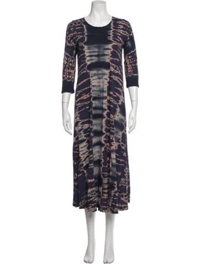 Pre-owned Raquel Allegra Tie-dye Print Long Dress In Blue