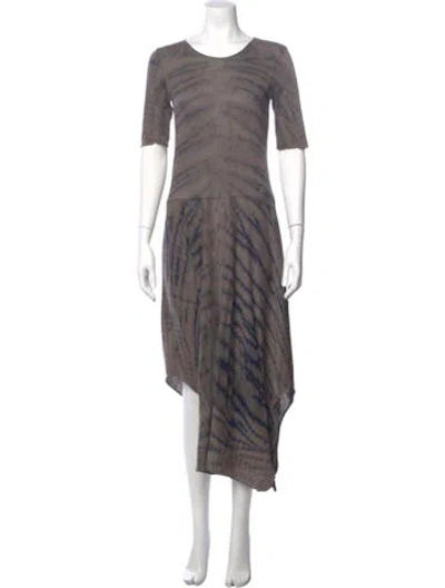 Pre-owned Raquel Allegra Tie-dye Print Long Dress In Brown