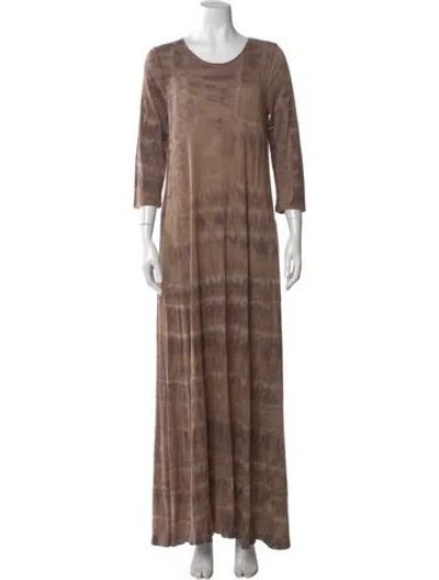 Pre-owned Raquel Allegra Tie-dye Print Long Dress In Brown