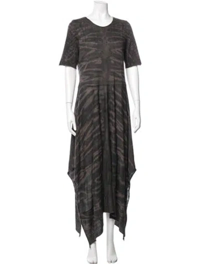 Pre-owned Raquel Allegra Tie-dye Print Long Dress In Brown