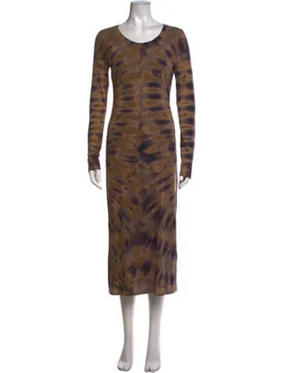 Pre-owned Raquel Allegra Tie-dye Print Long Dress In Brown