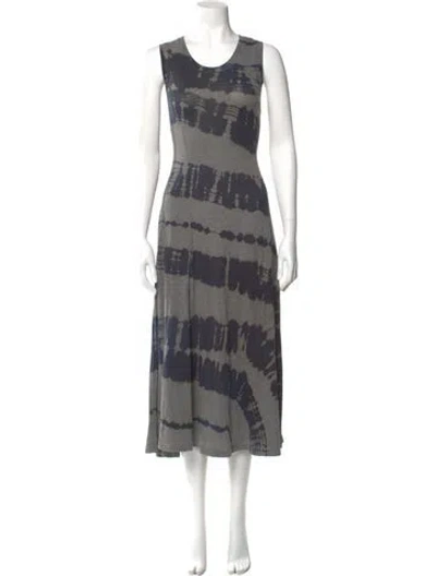 Pre-owned Raquel Allegra Tie-dye Print Long Dress In Gray