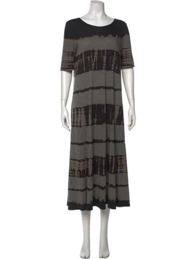 Pre-owned Raquel Allegra Tie-dye Print Long Dress In Gray