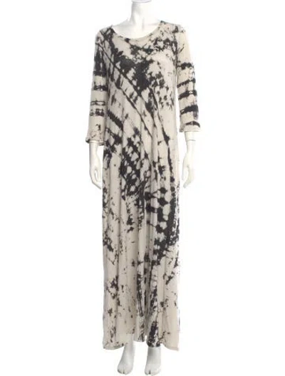 Pre-owned Raquel Allegra Tie-dye Print Long Dress In Gray