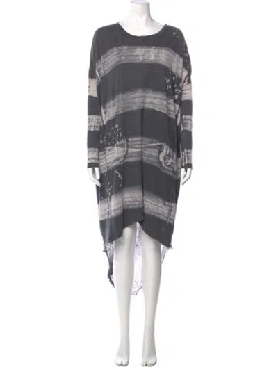 Pre-owned Raquel Allegra Tie-dye Print Long Dress In Gray