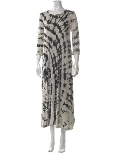 Pre-owned Raquel Allegra Tie-dye Print Long Dress In Gray