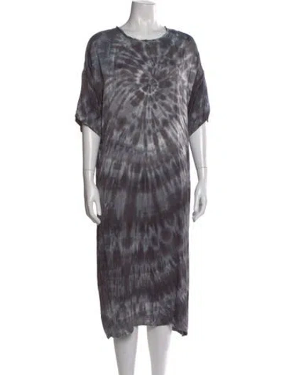 Pre-owned Raquel Allegra Tie-dye Print Long Dress In Gray