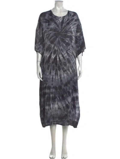Pre-owned Raquel Allegra Tie-dye Print Long Dress In Gray